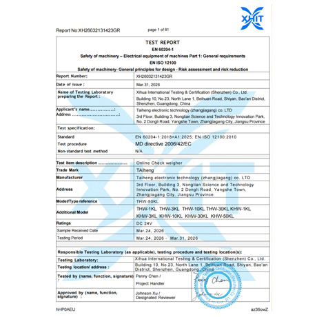 Online Checkweigher, CE‑MD certified